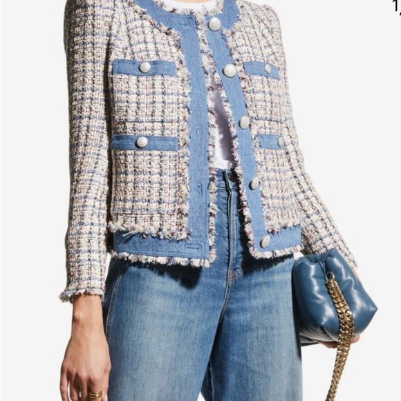 Veronica Beard Multicolor Tweed Blazer with Blue Trim - Picture 3 of 11